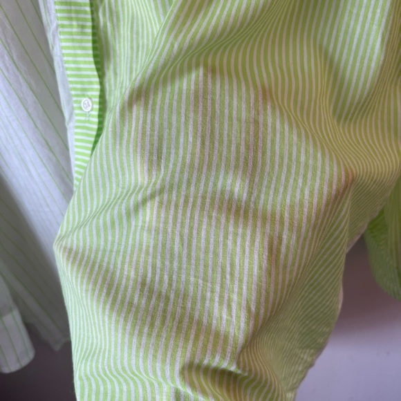 Solid & Striped 100 % Cotton Green Striped Shirt Large - Picture 10 of 11